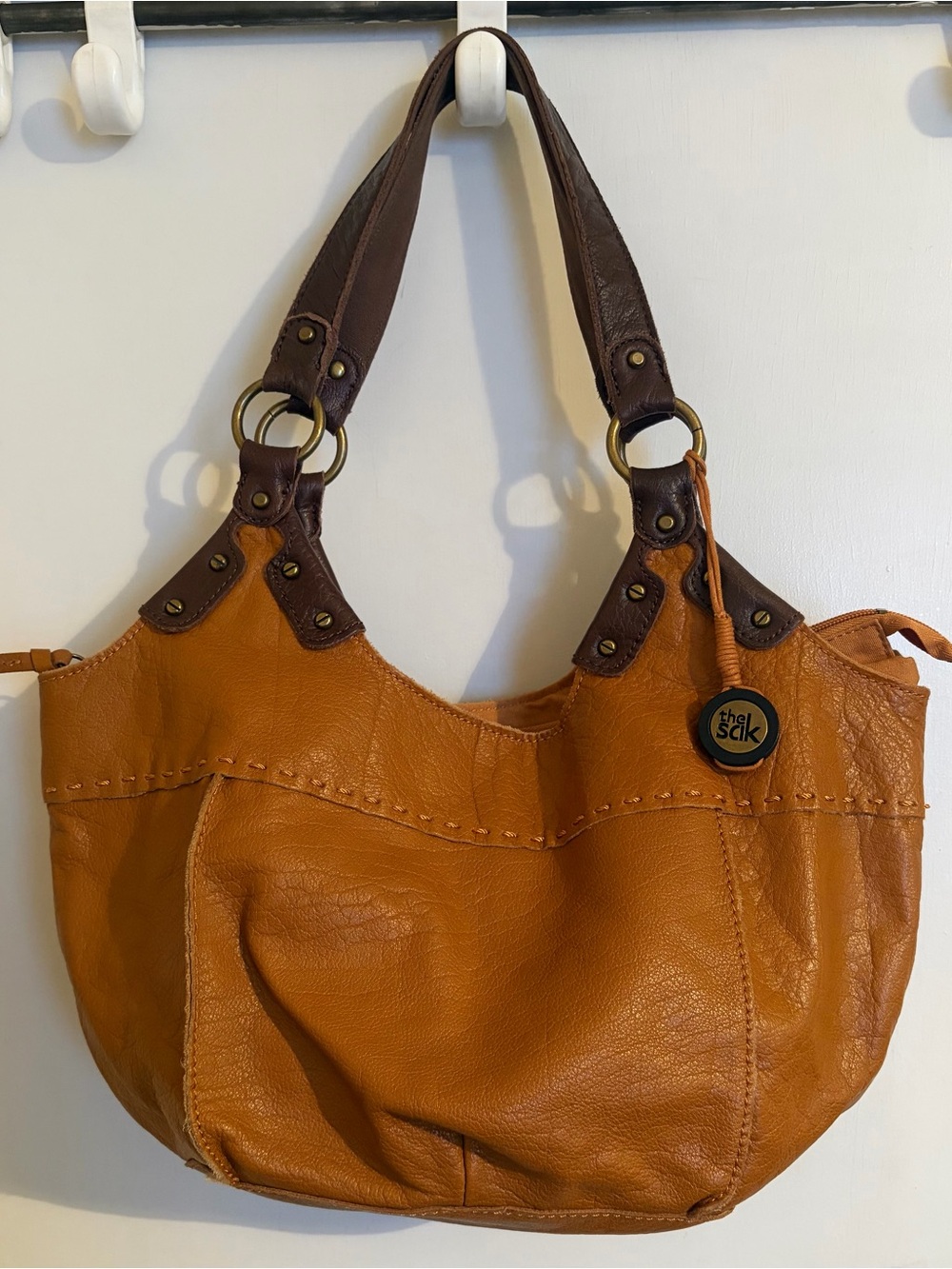 The Sak Mustard Brown Shoulder Hobo Bag Double Handle